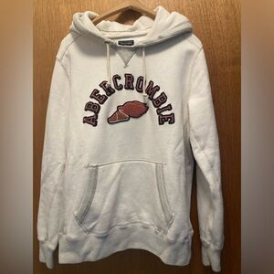 Abercrombie & Fitch Cream Hoodie with Red Graphic